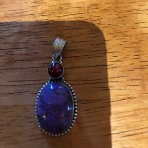 Purple red silver pendent